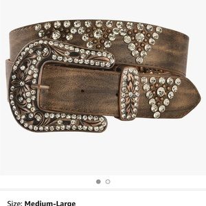 Shyanne New With Tags Brown Leather Belt‎ with Bling Embellishments. Size M/L